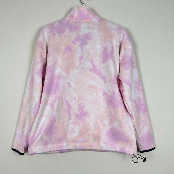 PINK Victoria's Secret Women Sweatshirt Half-Zip Tie-Dye Pockets Pink Size M - Picture 4 of 8